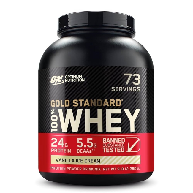 Optimum Nutrition Whey Protein Vanilla Ice Cream – 5 lb (2.3 kg) 73 serv